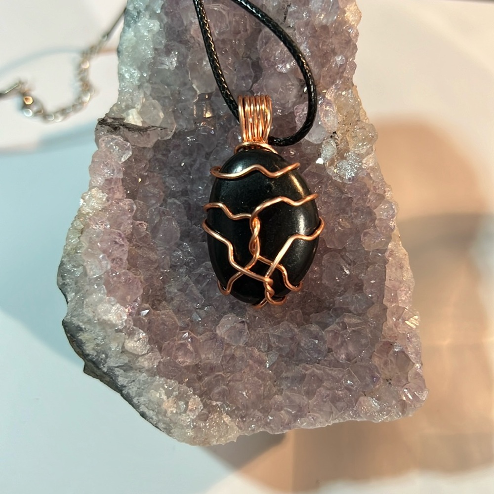 Handmade shungite pendant